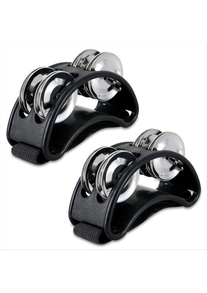 2 Adet Ayak Tef Perküsyonu, Müzik Aleti Çelik Jingle Çanları ile Perküsyon Pedalı - Siyah (Yurt Dışından)