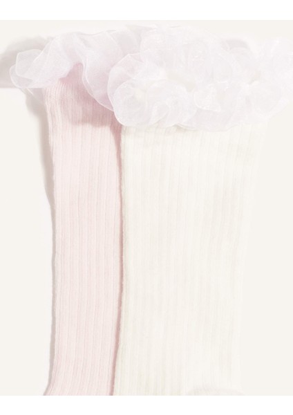 Kız Bebek Kaydırmaz Taban 2'li Pamuklu Diz Altı Çorap F6724A5NS modelleri