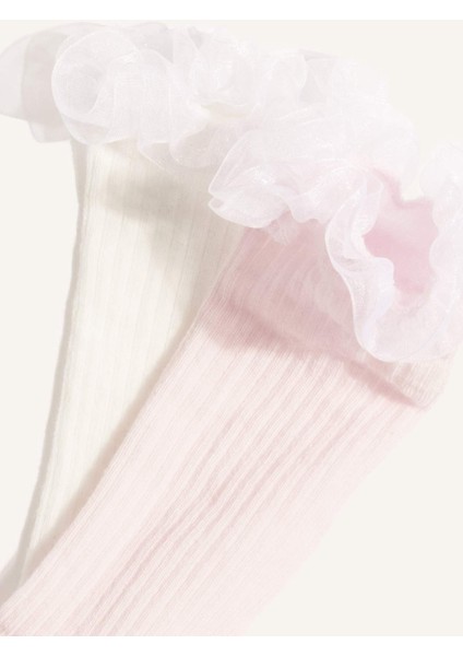 Kız Bebek Kaydırmaz Taban 2'li Pamuklu Diz Altı Çorap F6724A5NS fırsatları