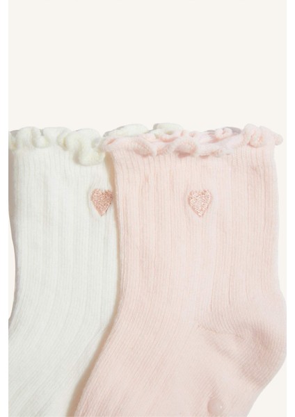 Kız Bebek Kaydırmaz Taban 2'li Pamuklu Uzun Çorap F6731A5NS modelleri