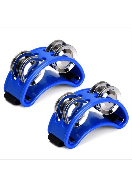 2 Adet Ayak Tef Perküsyonu, Müzik Aleti Çelik Jingle Çanları ile Perküsyon Pedalı - Mavi (Yurt Dışından)