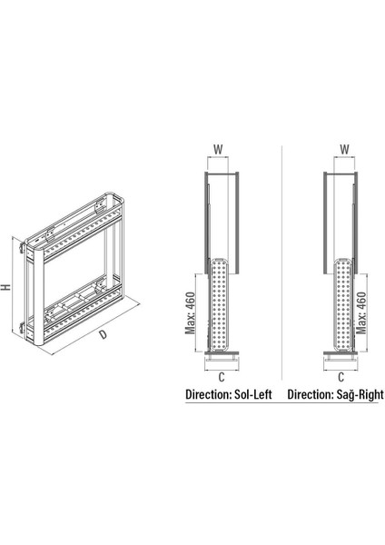 Tezgah Altı Yandan Raylı Alüminyum Şişelik &amp; Deterjan 15 Cm. Modül S2806 modelleri