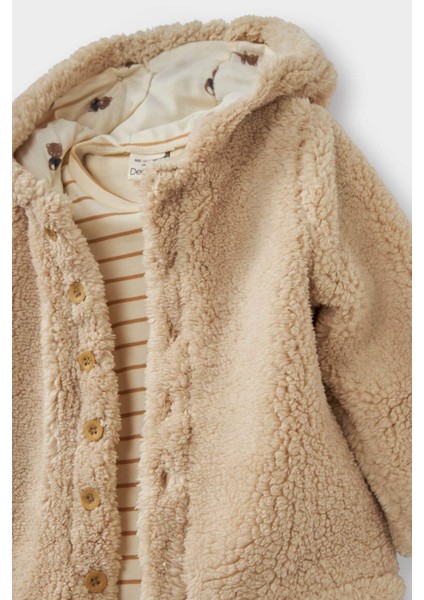 Erkek Bebek 3'lü Takım Pelüş Kapüşonlu Hırka Çizgili Uzun Kollu Tişört Eşofman Altı F5726A525WN modelleri