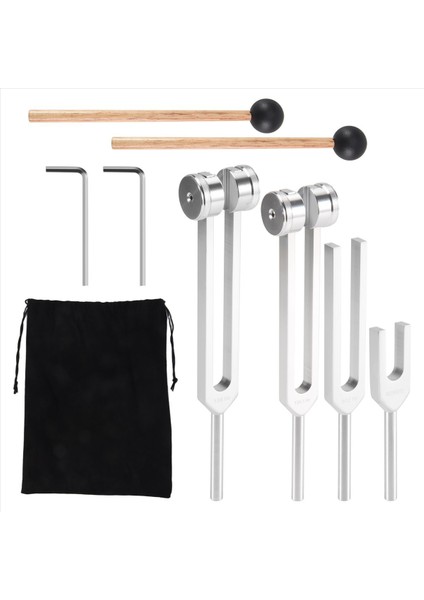 Tuning Çatal Seti (128Hz, 136.1Hz, 512Hz, 4096Hz) Çatalları Refleks Çekiçle Tutma Çatallı Çakra Seti Şifa Müzikal (Yurt Dışından)