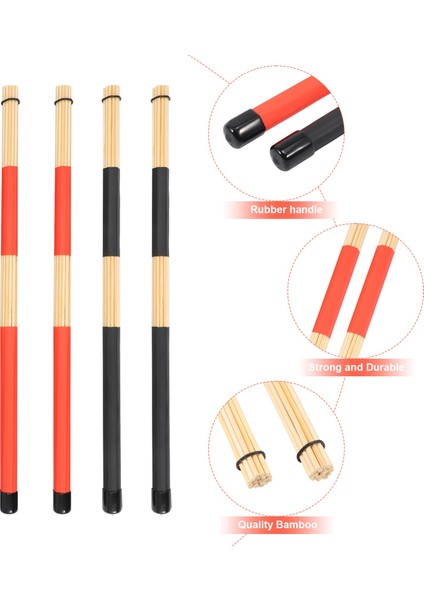 2 Çift Davul Çubukları Fırçalar Caz Drumsticks Yetenekli Davulcular Için Pratik Drambalıklar Yeni Davul Sesi Oluşturmak Için (Yurt Dışından) indirimleri