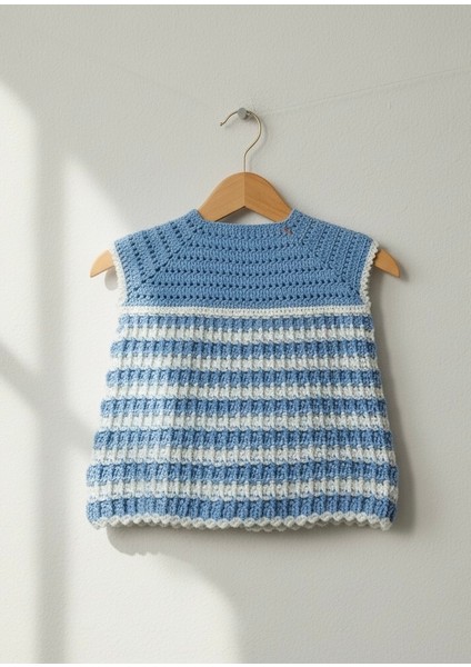 Tığ Işi Yakadan Roba Modelli Bebek Yeleği fiyatları