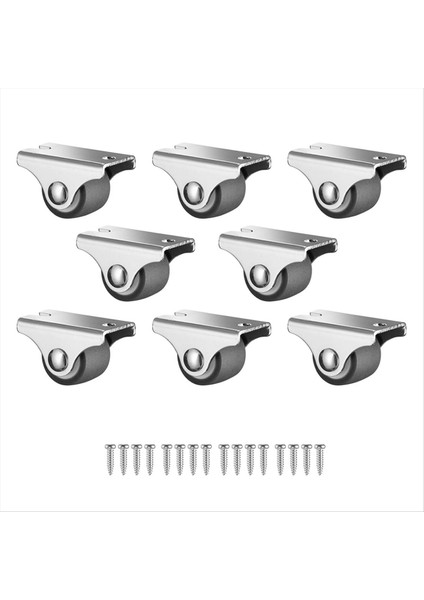 Mini Sabit Tekerlekler, Vidalı Düşük Profilli Küçük Tekerlekler, Mobilya Için Sessiz Kauçuk Sert Tekerlekler 8 Paket (Yurt Dışından)