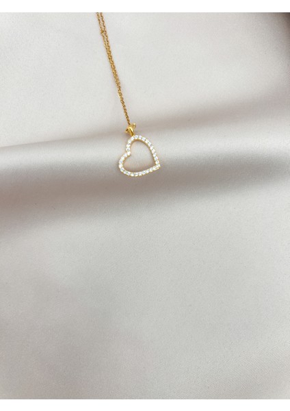 Fıora Zirkon Taş Kalp Figürlü Şık Gold Ayarlanabilir Zincirli Kolye indirimleri