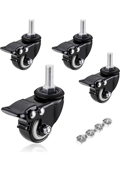 Tekerlek Tekerlekleri, Tekerlek Seti 4 Ağır Hizmet Tipi - Dişli Kök Montaj (5/16 Inç) Frenli Döner Tekerlekler, Araba Mobilyaları Için (Yurt Dışından)