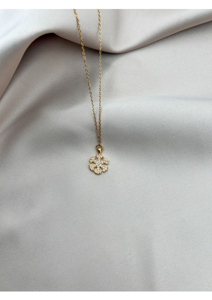 Fıora Zirkon Taşlı Kar Tanesi Modelli Ayarlanabilir Gold Zincirli Kolye fırsatları