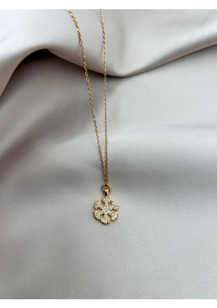 Fıora Zirkon Taşlı Kar Tanesi Modelli Ayarlanabilir Gold Zincirli Kolye indirimleri
