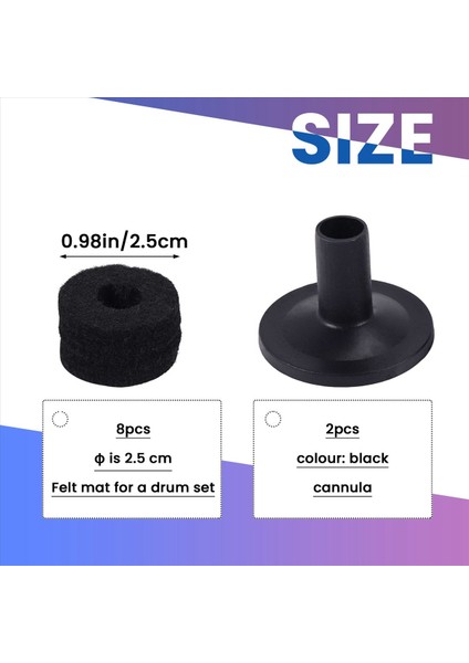 8pcs Zil Standı 25MM Keçe Yıkayıcı + 2pcs Zil Kolu Raf Davul Kiti Için Yedek (Yurt Dışından) fırsatları