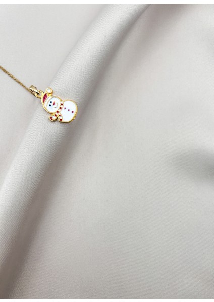 Fıora Kardan Adam Temalı Gold Ayarlanabilir Zincirlik Kolye