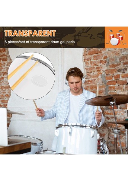6pcs/set Trampet Drum Sessiz Ped Davul Damper Jel Pedler Trampet Tom Davul Susturucu Sessiz Şeffaf Perküsyon Enstrüman Aksesuarları (Şeffaf) (Yurt Dışından) fırsatları