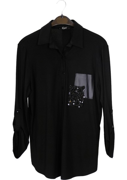 1504 Dee's Düğmeli Iki Cep Sim ve Deri Detaylı