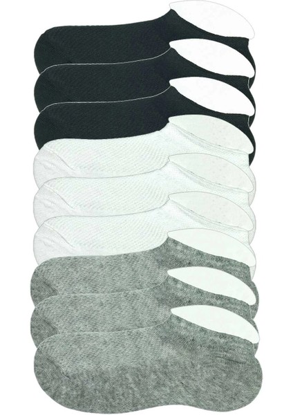 Litaetrend 9 Adet Çocuk Sneaker Patik Çorap Siyah Beyaz Gri