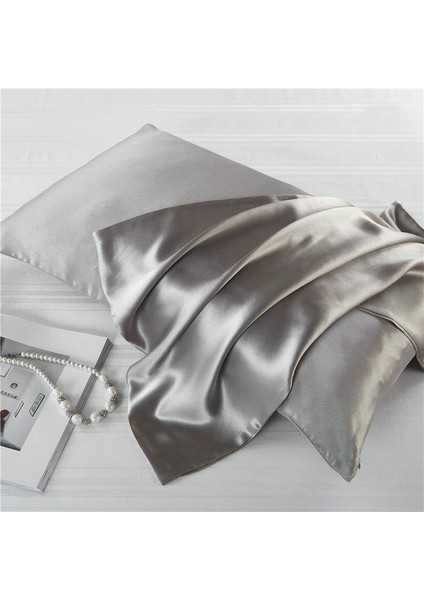 Antibakteriyel Terletmeyen Ipek Saten Yastık Kılıfı 2'li 50X70 Gümüş