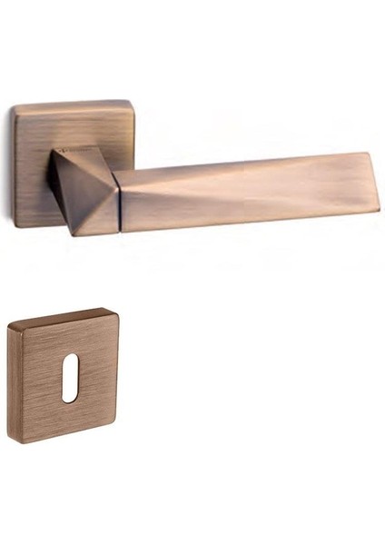 Agate Rozetli Kapı Kolu Antik Bronz - Oda