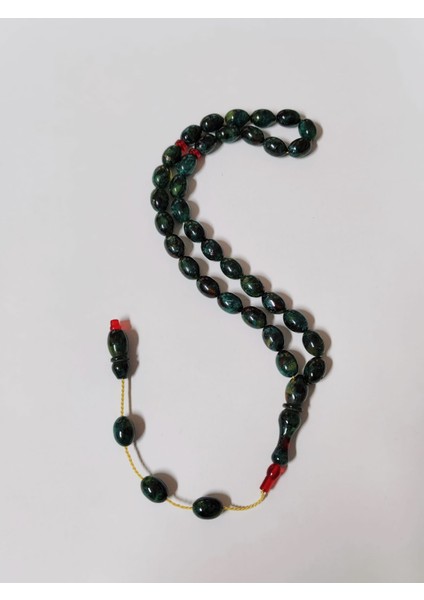 Yeşil Siyah Renk Beyzi Kesim Sıkma Kehribar Tesbih modelleri