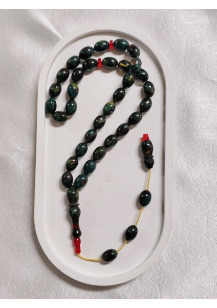 Yeşil Siyah Renk Beyzi Kesim Sıkma Kehribar Tesbih fırsatları