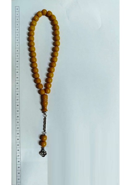 Sarı Küre Kesim Toz Kehribar Tesbih