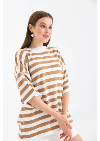 Kadın Body Yuvarlak Yaka Gezkol Body Camel - 10075