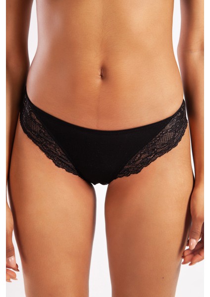 Golshan Goldy Mini Slip, Kadın Dantelli Siyah Külot