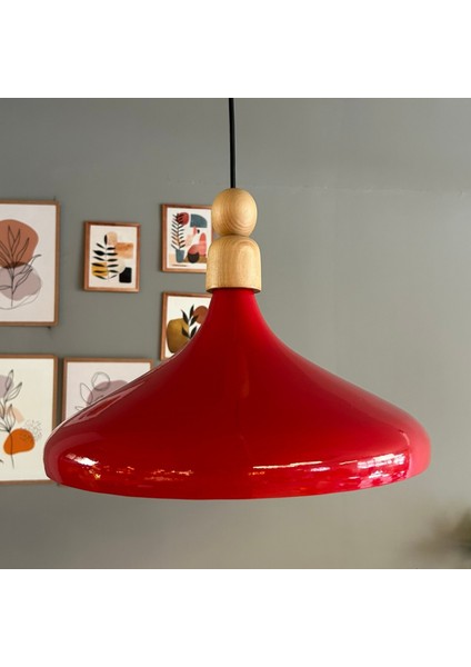 Kırmızı Tekli Avize Kalın Ahşap Boncuk Sarkıt Salon Mutfak Pastane Lamba Aydınlatma Avizeler fiyatları