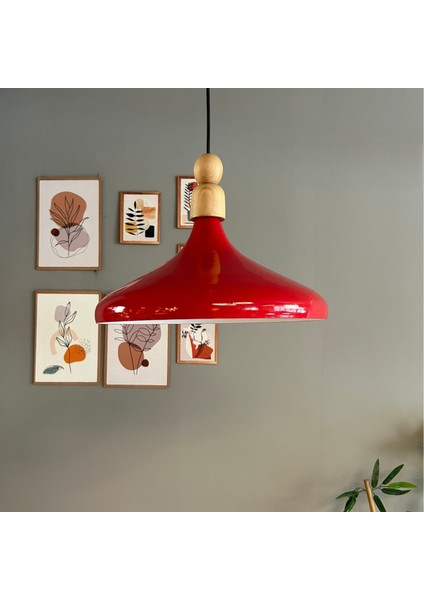 Kırmızı Tekli Avize Kalın Ahşap Boncuk Sarkıt Salon Mutfak Pastane Lamba Aydınlatma Avizeler indirimleri