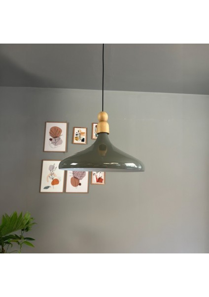 Antrasit Tekli Avize Kalın Ahşap Boncuk Sarkıt Salon Mutfak Pastane Lamba Aydınlatma Avizeler