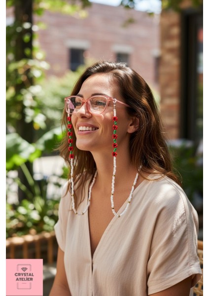 Papatyalı Zincir Gözlük Askısı Gözlük Ipi - Papatyalı Zincir Gözlük Askısı Gözlük Zinciri - Kum Boncuk Papatya Gözlük Aksesuar - El Yapımı Boncuklu Çiçek Motifli Gözlük Ipi Askısı