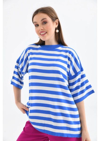 Kadın Body Yuvarlak Yaka Gezkol Body Mavi - 10075