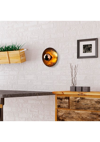 Kurt Vintage Metal Sıvama Tekli Aplik Patine Bakır Kaplama Çap 10CM, Rustik Duvar Lambası KURT-13350 modelleri