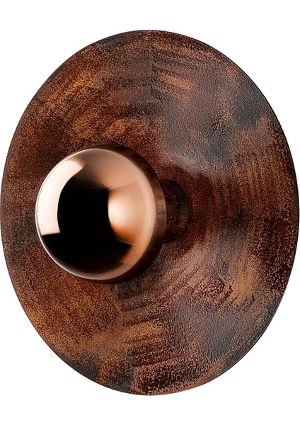 Kurt Vintage Metal Sıvama Tekli Aplik Patine Bakır Kaplama Çap 10CM, Rustik Duvar Lambası KURT-13350