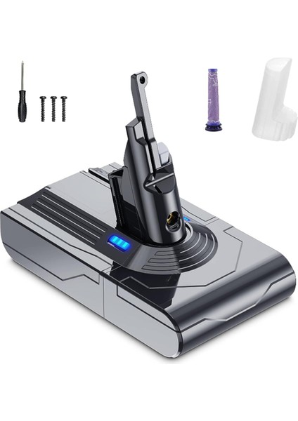 2000MAH V8 Yedek Parça Pil Adaptörü + Ön Filtre 21.6V Hayvan/absolute/kablolu El Tipi Elektrikli Süpürge (Yurt Dışından)