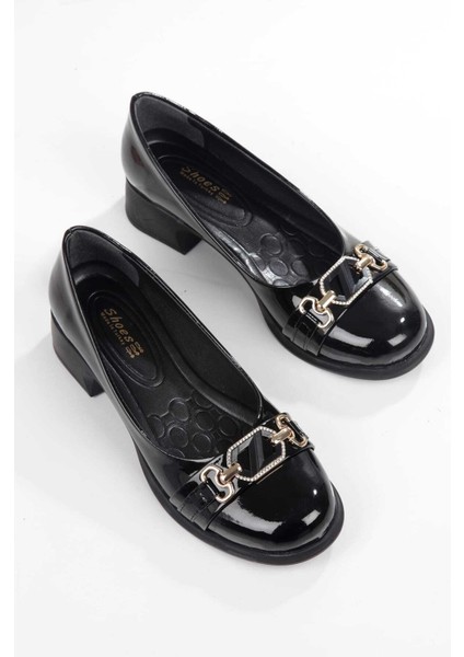 Leopar Desenlı Taş Detaylı Toka Kadın Topuklu Babet modelleri