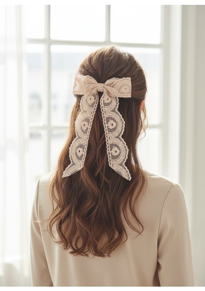 Romantik Uzun Kuyruk Dantel Fiyonk Toka, El Yapımı, Yetişkin Kadın Otomatik Fiyonk Toka Hediyelik