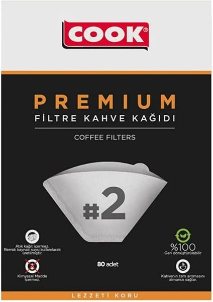 Premium Filtre Kahve Kağıdı - Ebat 2, 80 Adet