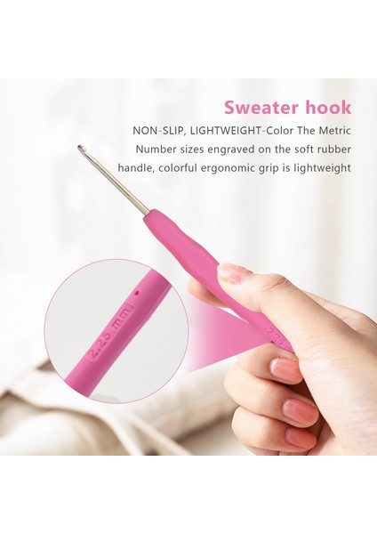 10 Adet Küçük Boyutlu Dantel Tığ Işi Kancalar (0.5-2.75MM), Iplik Için Yumuşak Kavrama Sapına Sahip Ergonomik Tığ Işi Kancalar (Yurt Dışından) modelleri