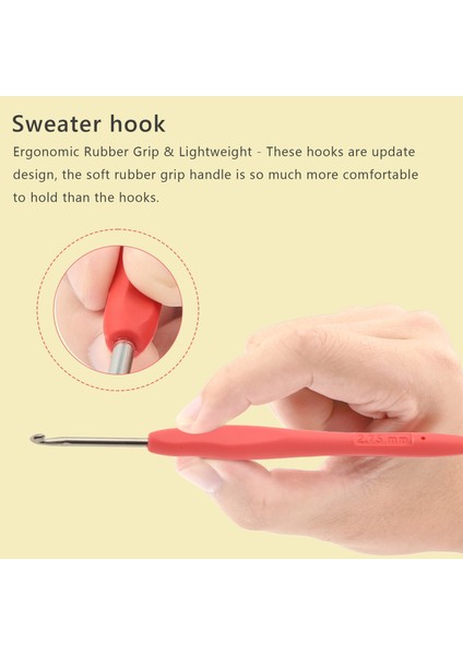 10 Adet Küçük Boyutlu Dantel Tığ Işi Kancalar (0.5-2.75MM), Iplik Için Yumuşak Kavrama Sapına Sahip Ergonomik Tığ Işi Kancalar (Yurt Dışından) indirimleri