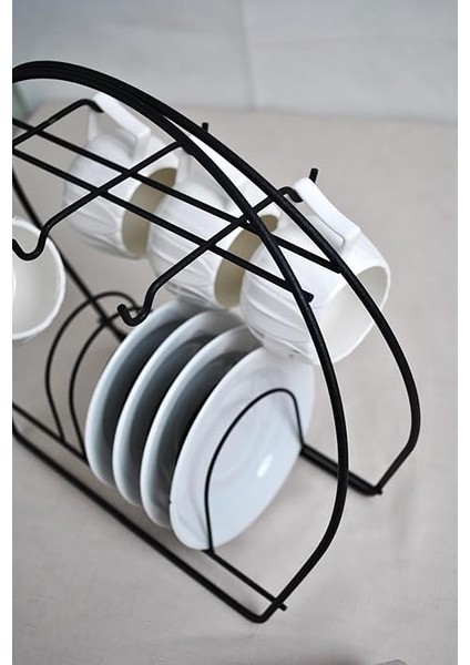 Diyarı Siyah Fincan Takımı Standı, Kahve Fincan Askısı Tabaklı Tezgah Üstü & 6'lı fiyatları