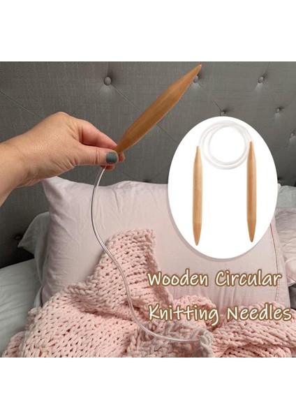 3pc Ahşap Dairesel Örgü Iğneleri, 15/20/25MM Doğal Ahşap Jumbo Iğnesi Tıknaz Iplik Dev Dairesel Örgü Iğnesi (Yurt Dışından) indirimleri