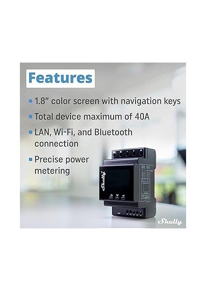 Pro 4pm | Wlan, Lan ve Bluetooth 4 Kanallı Röle Şalteri, Tüketim Ölçümü ile – 40 A | Dın Ray Şapka Rayı | Alexa ve Google Home ile Uyumlu | Ios Android Uygulaması | Cihazlardan Uzaktan Kumanda modelleri