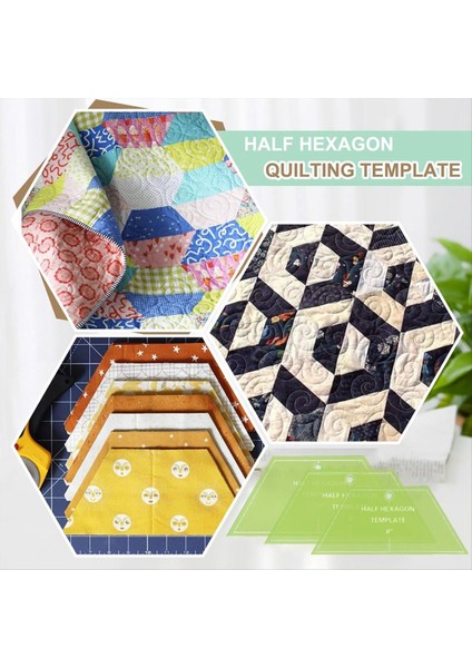 3 Pcs Yarı Hexagon Yakın Tablosu Akrik Yayrık Tablosu Cetren 8 9 10 Inç Yorgan Cetvelleri Kapitone ve Dikiş Için (Yurt Dışından) fırsatları