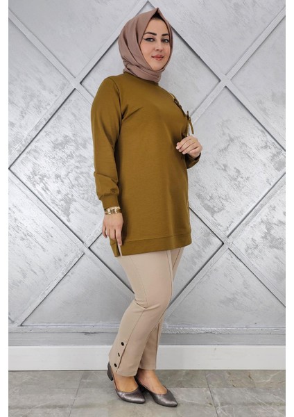 Kadın Düğme Taş Detaylı Biyeli Tesettür Tunik fiyatları