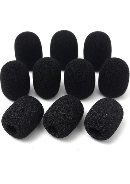 10 Adet Mikrofon Kulaklık Izgarası Ön Cam Sünger Köpük Siyah Mikrofon Kapağı