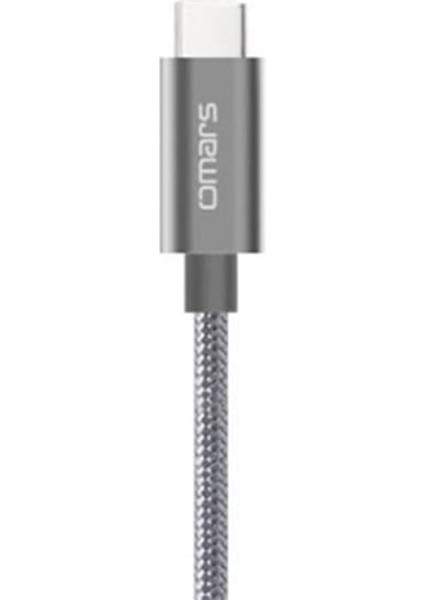 Omars Type-C 3.1 5gbps 3A Örgülü Şarj ve Data Kablosu Gri 1.5 Metre fırsatları