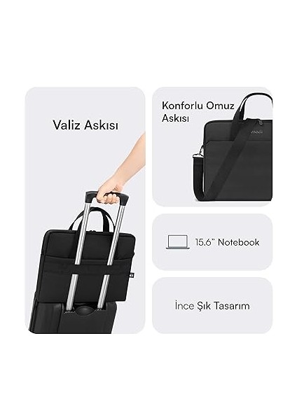 MCE-1511 Nova Eco Çevre Dostu Laptop Çantası, 15.6 Inç Bilgisayar Çantası, Kadın ve Erkek Notebook Çantası, Ykk Fermuarlı Macbook Çantası, Iş ve Evrak Çantası, Siyah fırsatları
