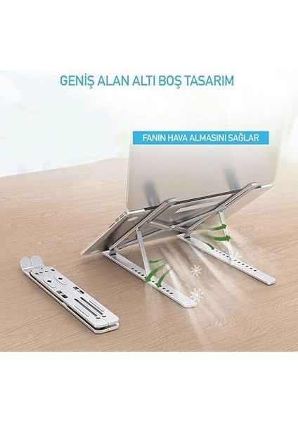 Metal Laptop Tablet iPad Dizüstü Bilgisayar Standı 7-17.3 Inç Tüm Cihazlar Için 7 Seviye Yükseklik Ayarı Taşınabilir Kaymaz Laptop Yükseltici Havalandırmalı Soğutma Katlanabilir Masaüstü Standı fırsatları