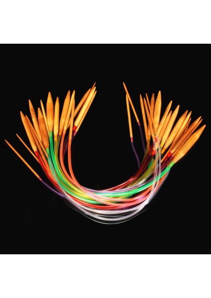 18 Çift 16 Inç Çok Renkli Karbonize Bambu Dairesel Tüp Örgü Iğneleri 40CM (Yurt Dışından) modelleri